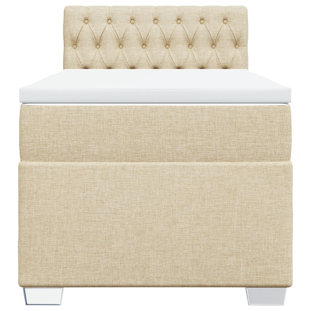 vidaXL Κρεβάτι Boxspring με Στρώμα Κρεμ 90x190 εκ.Υφασμάτινο