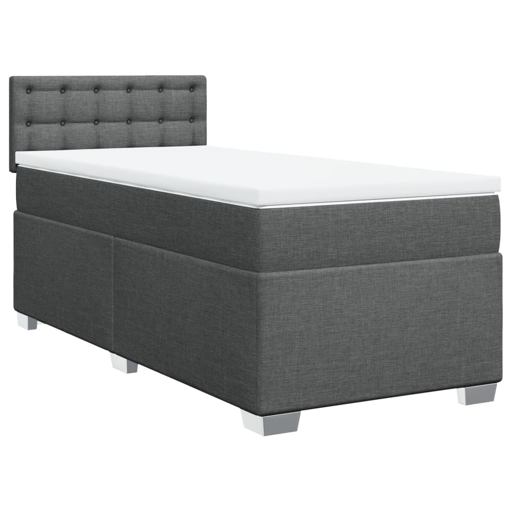 vidaXL Κρεβάτι Boxspring με Στρώμα Σκούρο Γκρι 90x190 εκ. Υφασμάτινο