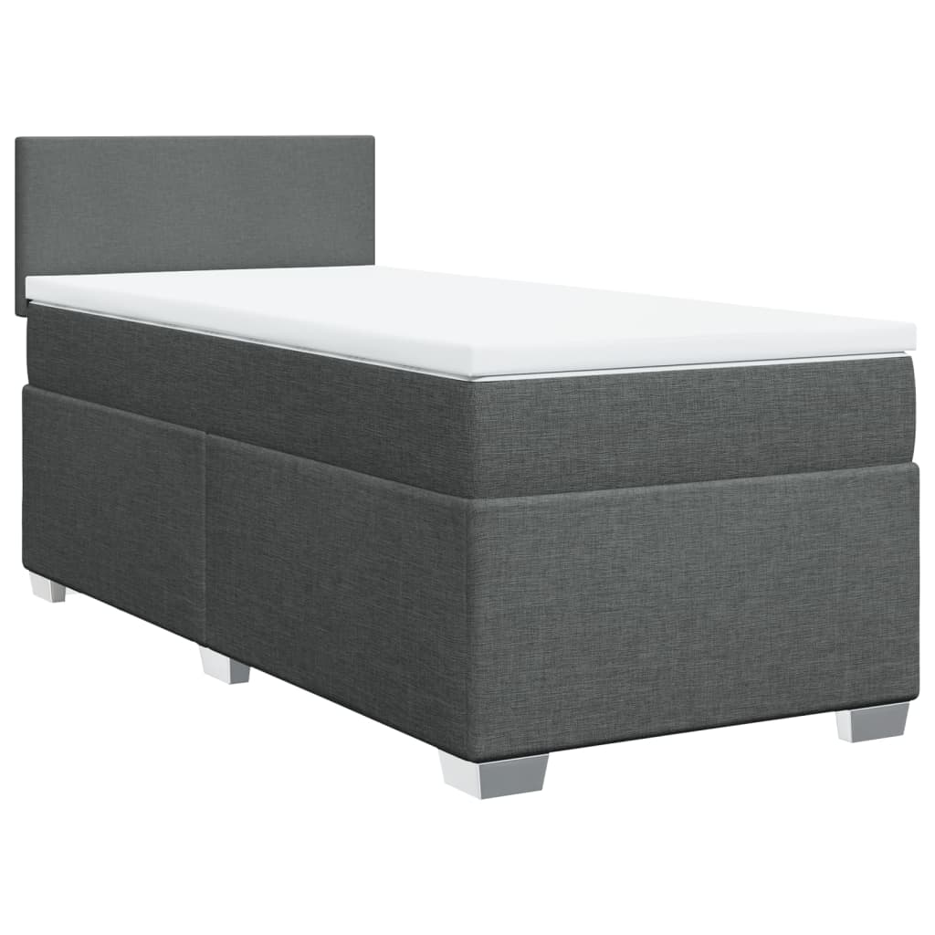 vidaXL Κρεβάτι Boxspring με Στρώμα Σκούρο Γκρι 90x200 εκ. Υφασμάτινο