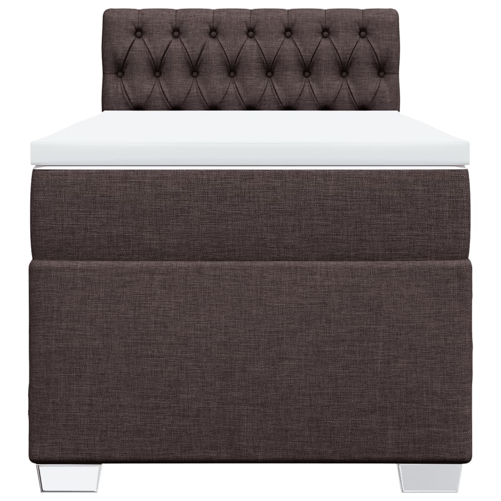 vidaXL Κρεβάτι Boxspring με Στρώμα Σκούρο Καφέ 90x200 εκ. Υφασμάτινο