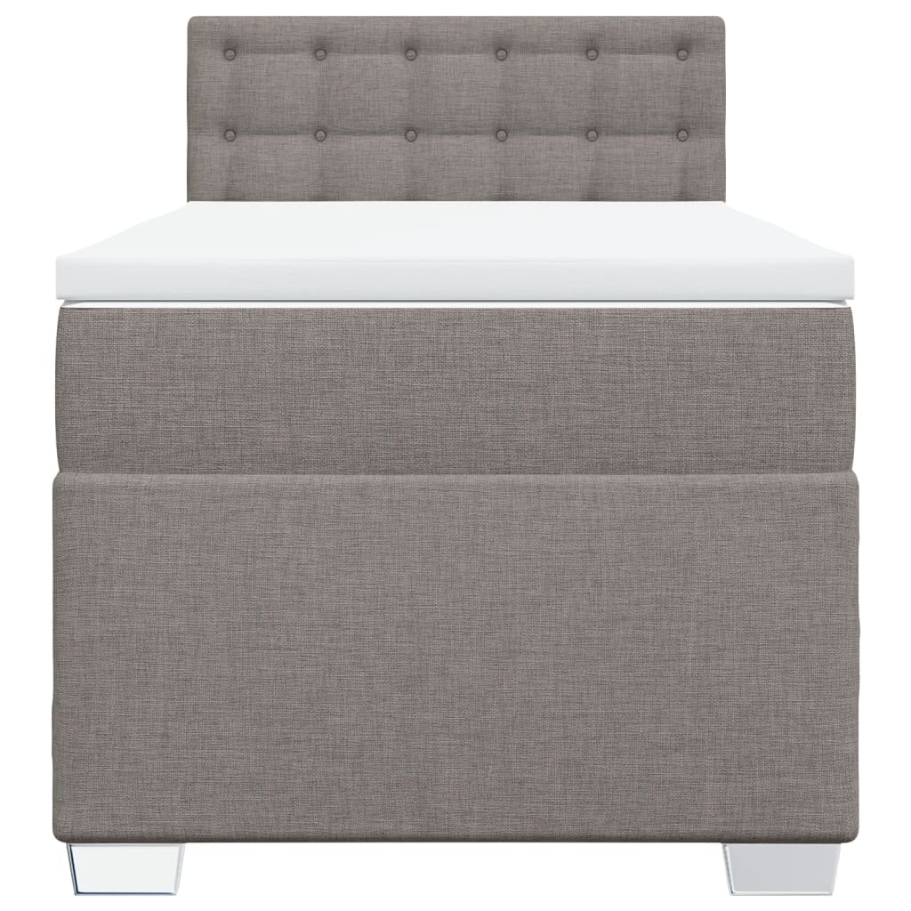 vidaXL Κρεβάτι Boxspring με Στρώμα Taupe 90x200 εκ. Υφασμάτινο