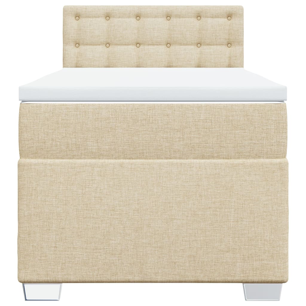 vidaXL Κρεβάτι Boxspring με Στρώμα Κρεμ 90x200 εκ.Υφασμάτινο