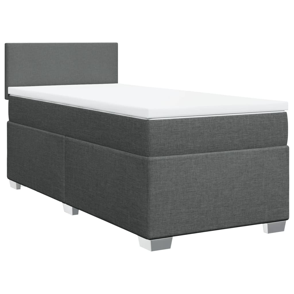 vidaXL Κρεβάτι Boxspring με Στρώμα Σκούρο Γκρι 100x200 εκ. Υφασμάτινο