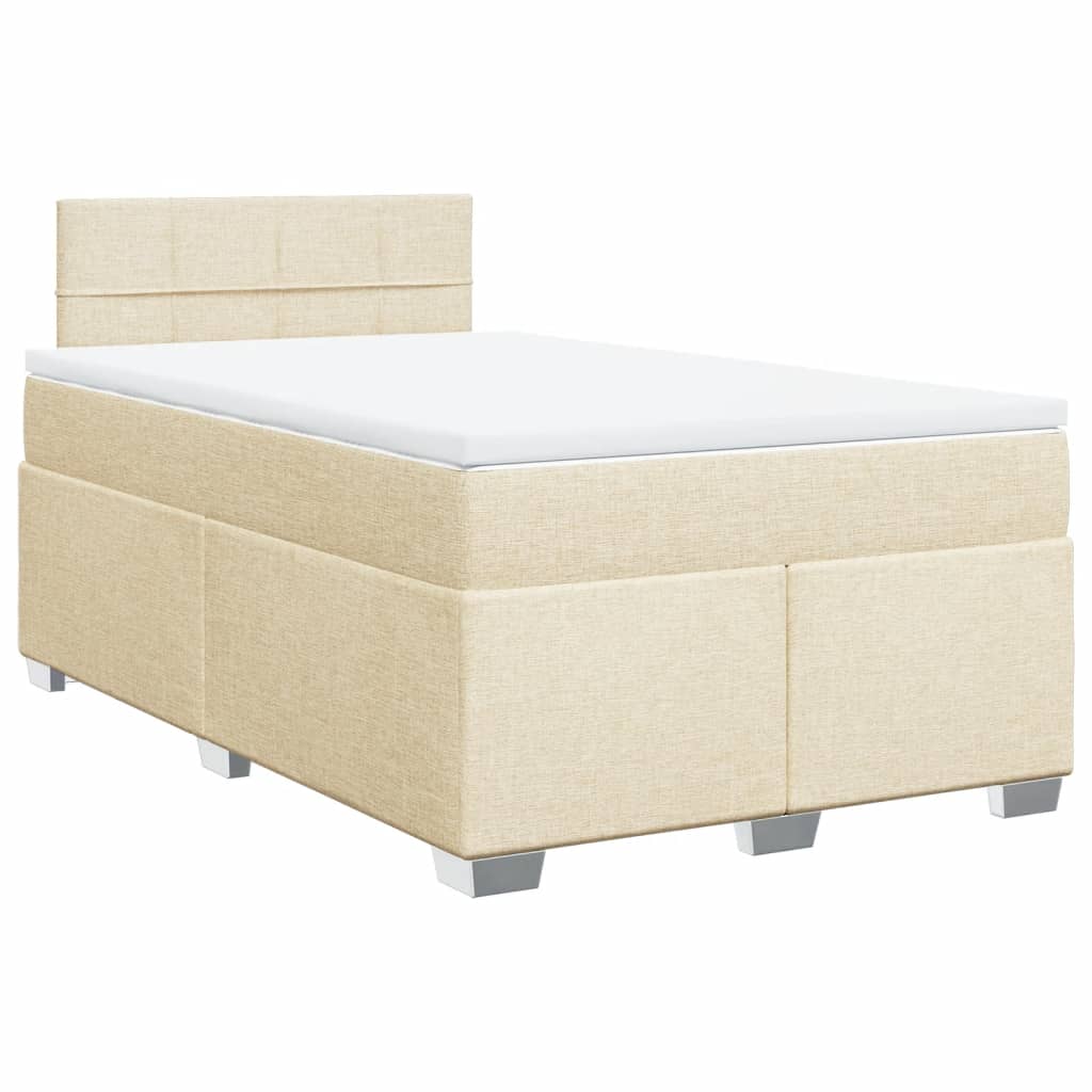 vidaXL Κρεβάτι Boxspring με Στρώμα Κρεμ 120x190 εκ. Υφασμάτινο