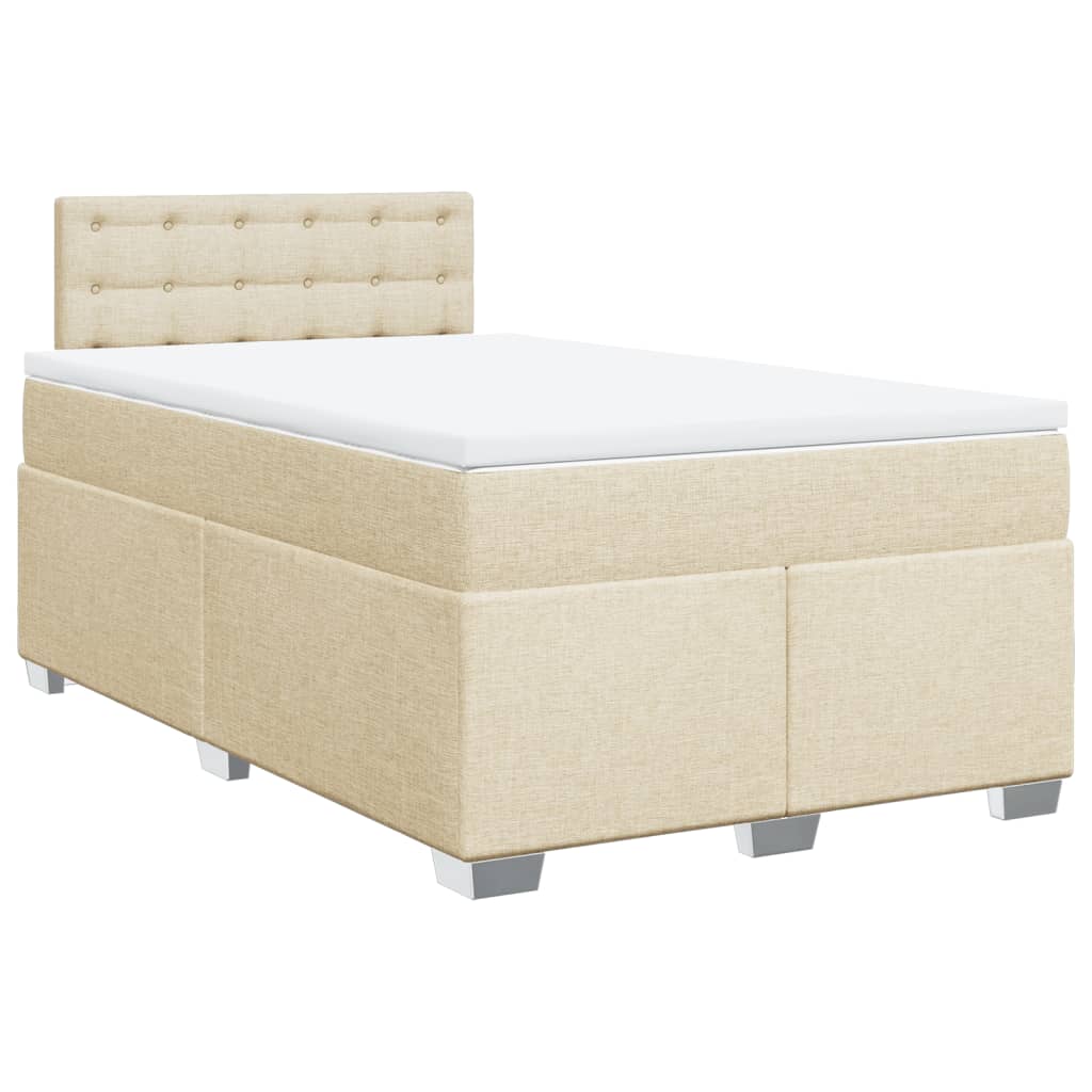 vidaXL Κρεβάτι Boxspring με Στρώμα Κρεμ 120x190 εκ. Υφασμάτινο