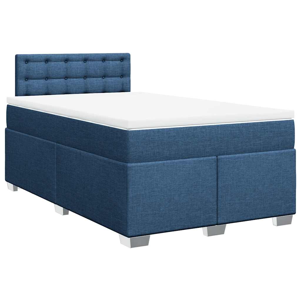 vidaXL Κρεβάτι Boxspring με Στρώμα Μπλε 120x190 εκ. Υφασμάτινο