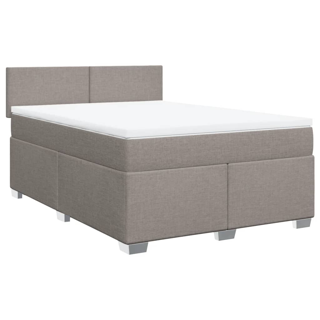 vidaXL Κρεβάτι Boxspring με Στρώμα Taupe 140x190 εκ. Υφασμάτινο