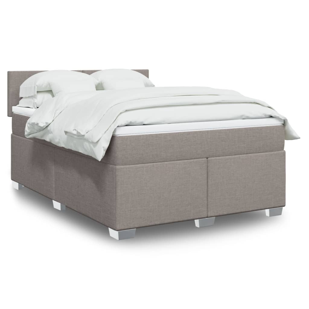 vidaXL Κρεβάτι Boxspring με Στρώμα Taupe 140x190 εκ. Υφασμάτινο