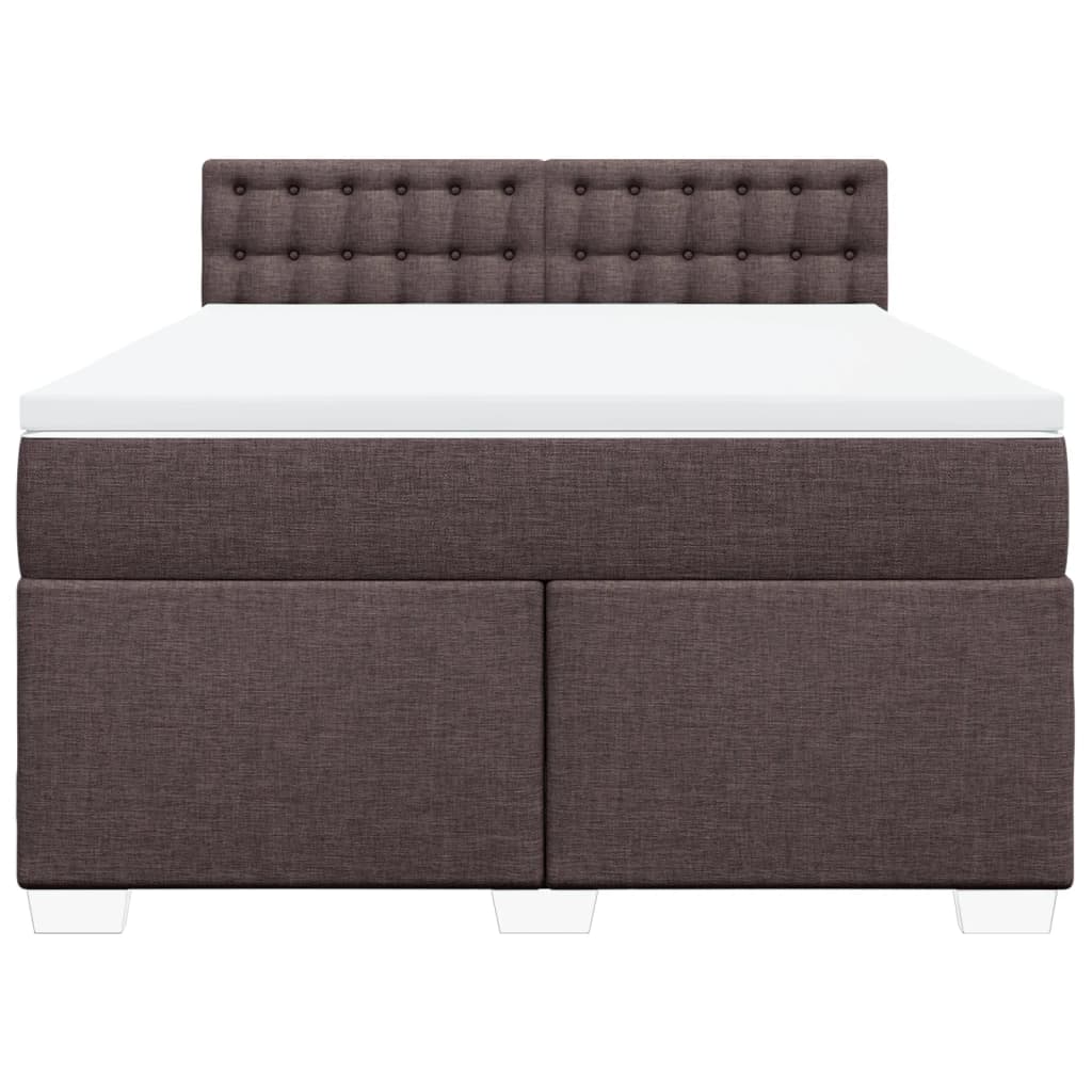 vidaXL Κρεβάτι Boxspring με Στρώμα Σκούρο Καφέ 140x200 εκ Υφασμάτινο