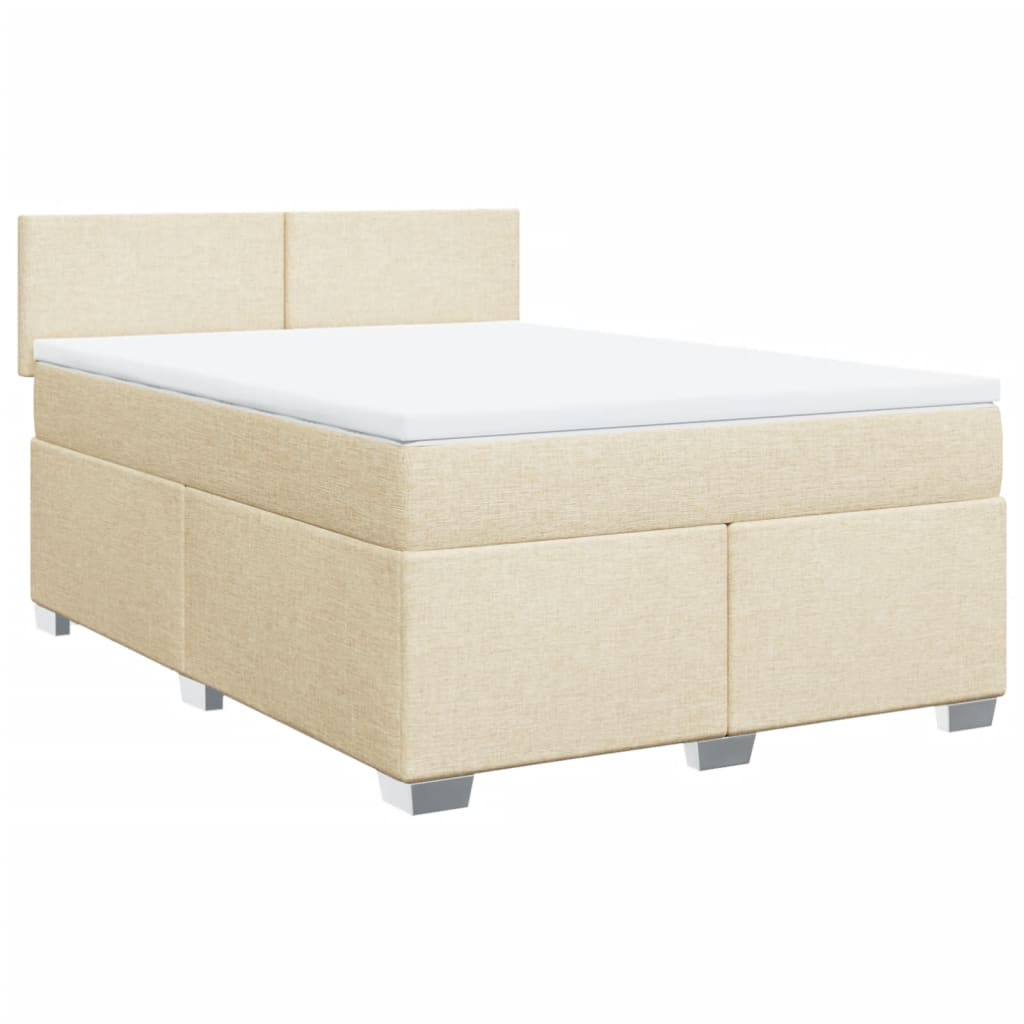 vidaXL Κρεβάτι Boxspring με Στρώμα Κρεμ 160x200 εκ. Υφασμάτινο