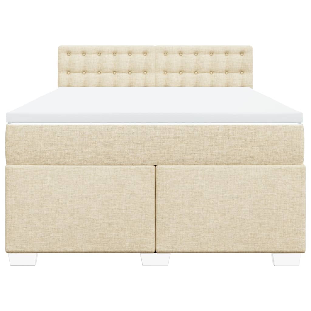 vidaXL Κρεβάτι Boxspring με Στρώμα Κρεμ 160x200 εκ. Υφασμάτινο