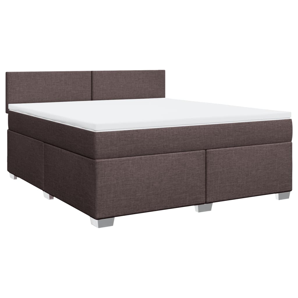 vidaXL Κρεβάτι Boxspring με Στρώμα Σκούρο Καφέ 180x200 εκ Υφασμάτινο