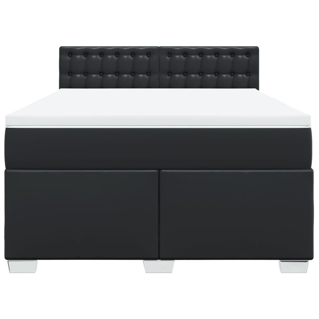 vidaXL Κρεβάτι Boxspring με Στρώμα Μαύρο 140x200εκ.από Συνθετικό Δέρμα