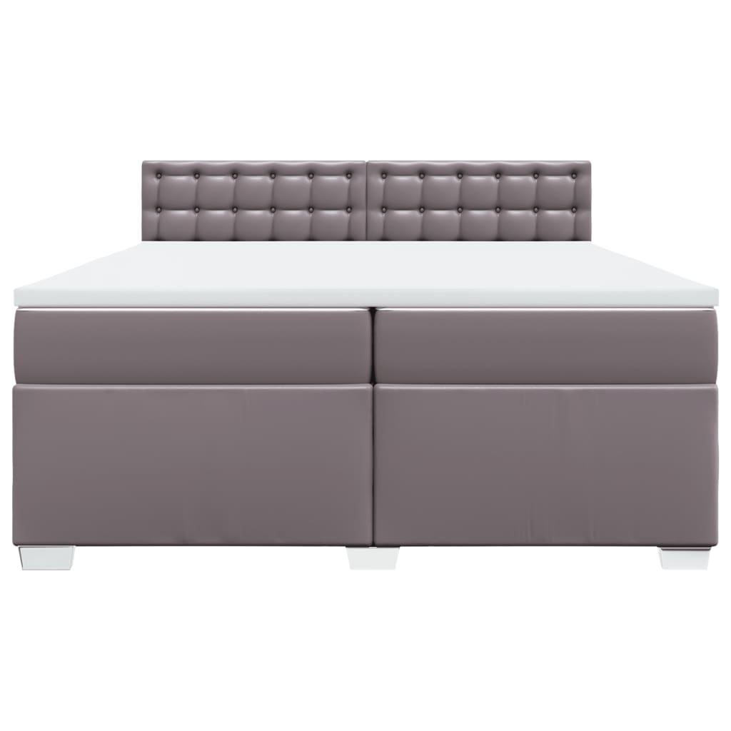 vidaXL Κρεβάτι Boxspring με Στρώμα Γκρι 200x200 εκ. Συνθετικό Δέρμα