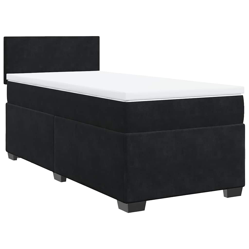 vidaXL Κρεβάτι Boxspring με Στρώμα Μαύρο 80 x 200 εκ. Βελούδινο