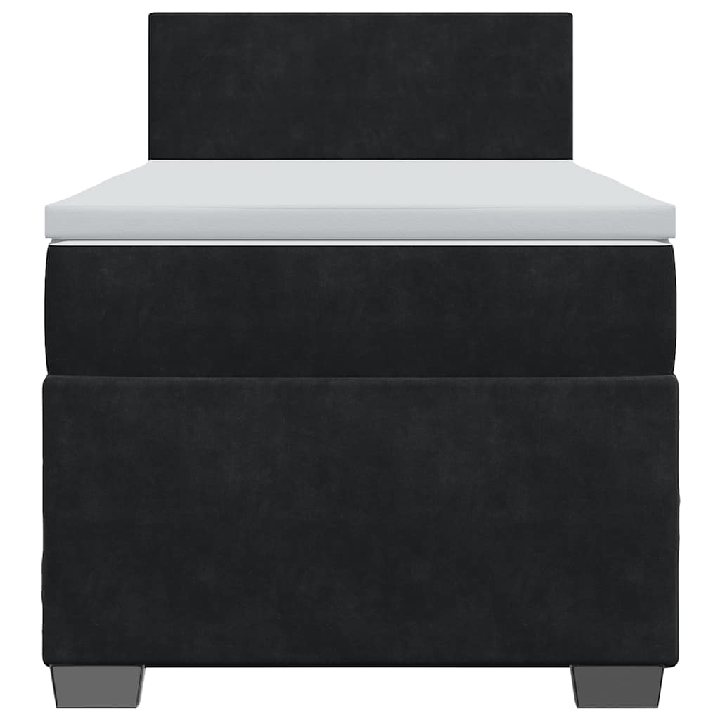 vidaXL Κρεβάτι Boxspring με Στρώμα Μαύρο 80 x 200 εκ. Βελούδινο
