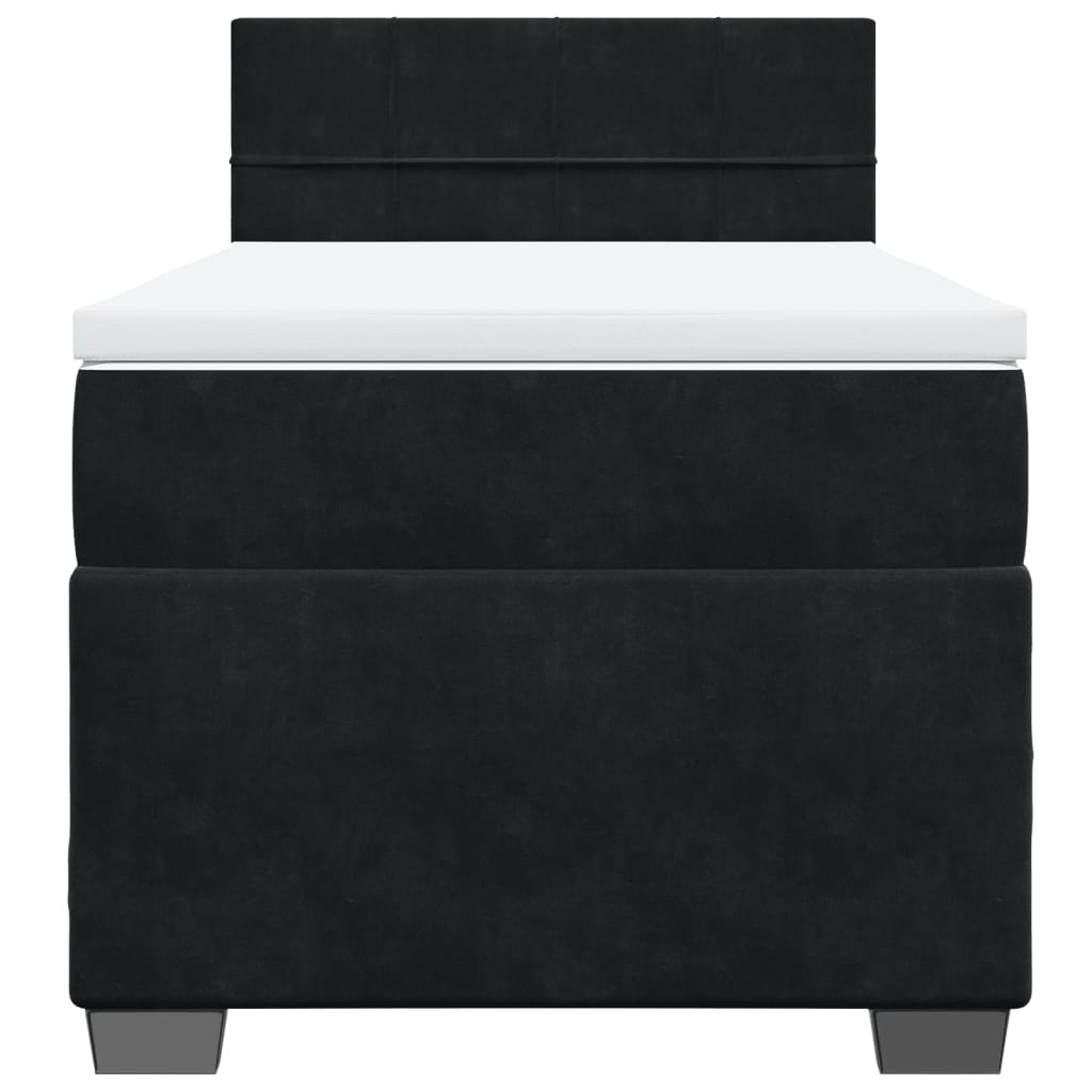 vidaXL Κρεβάτι Boxspring με Στρώμα Μαύρο 80 x 200 εκ. Βελούδινο