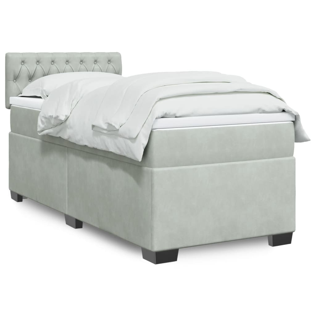 vidaXL Κρεβάτι Boxspring με Στρώμα Ανοιχτό Γκρι 80x200 εκ. Βελούδινο
