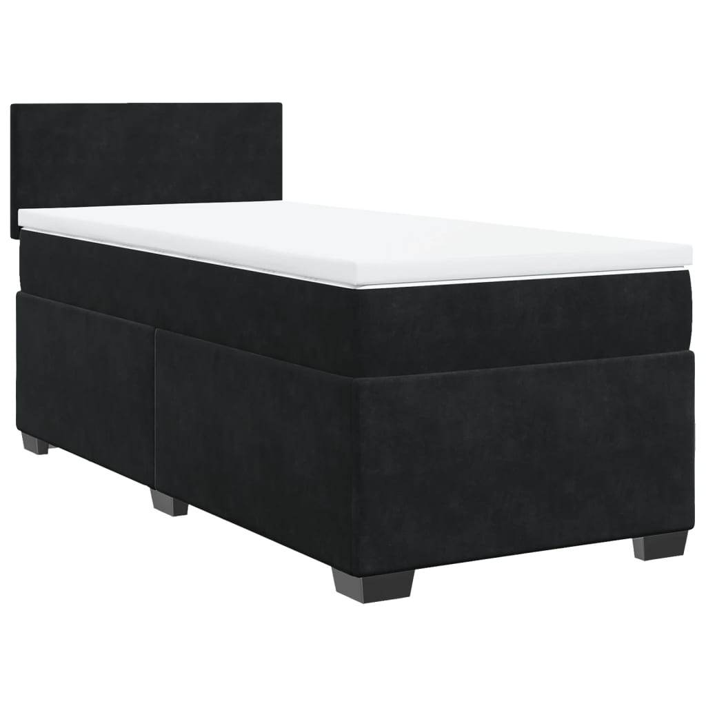 vidaXL Κρεβάτι Boxspring με Στρώμα Μαύρο 90x190 εκ. Βελούδινο