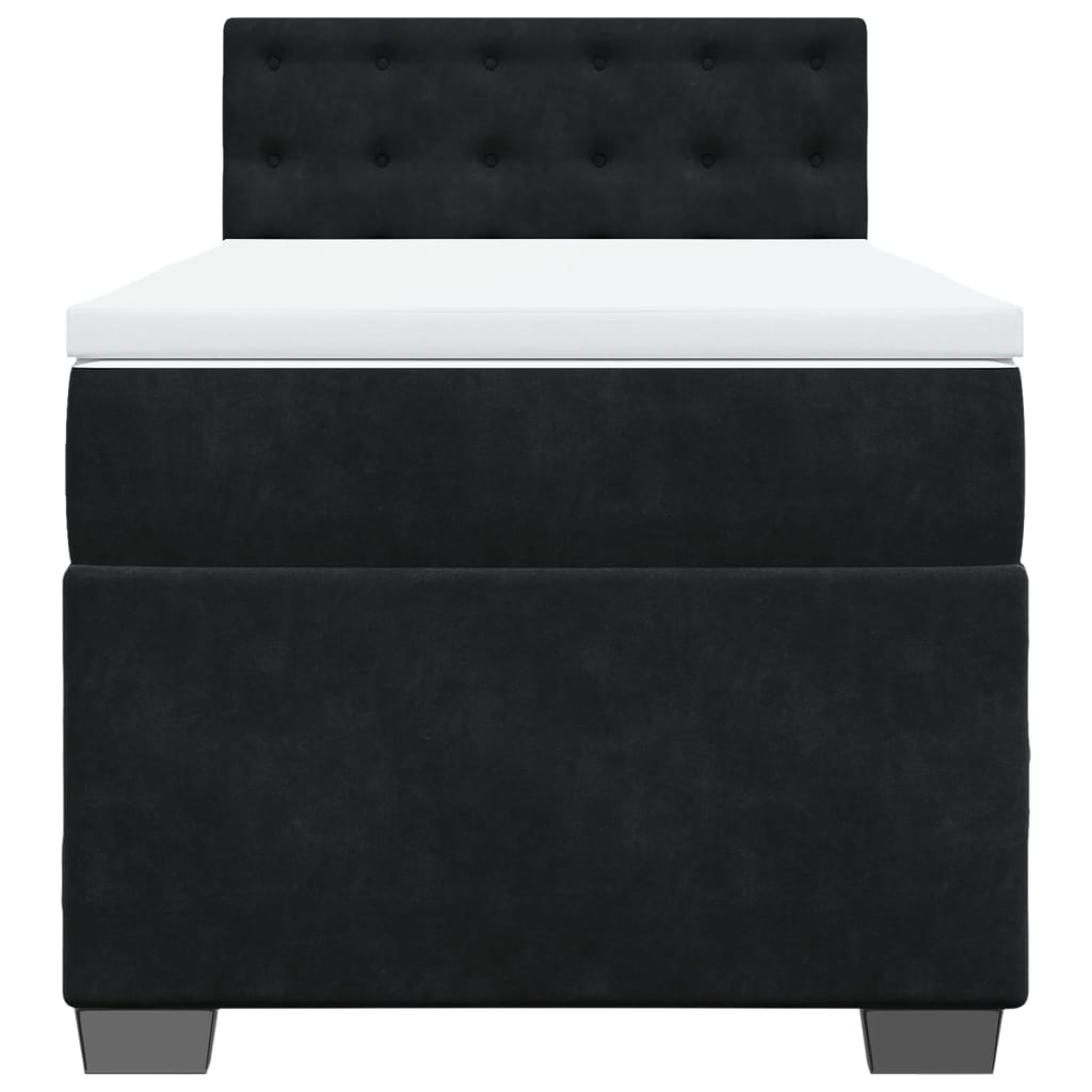 vidaXL Κρεβάτι Boxspring με Στρώμα Μαύρο 90x190 εκ. Βελούδινο