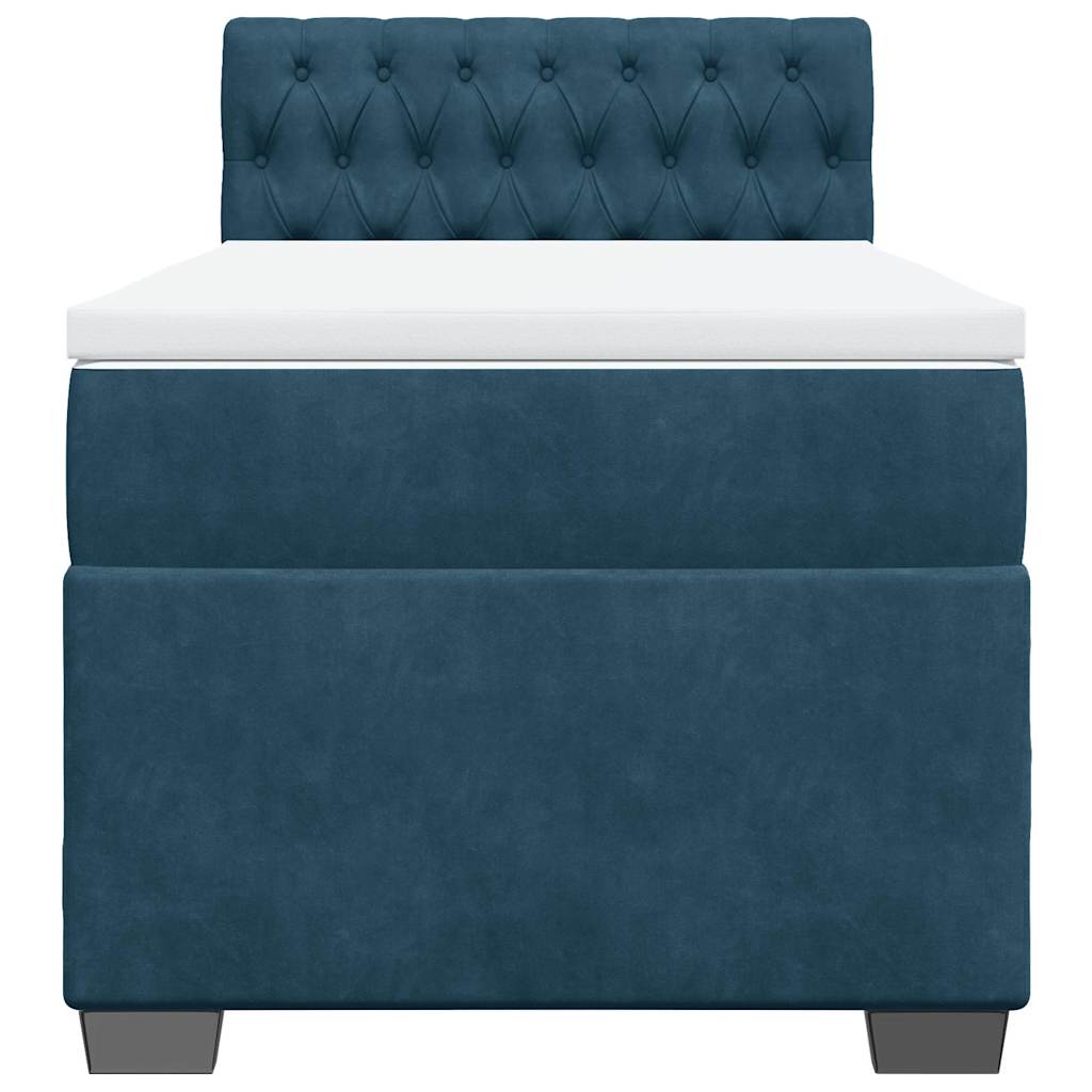 vidaXL Κρεβάτι Boxspring με Στρώμα Σκούρο Μπλε 90x190 εκ. Βελούδινο