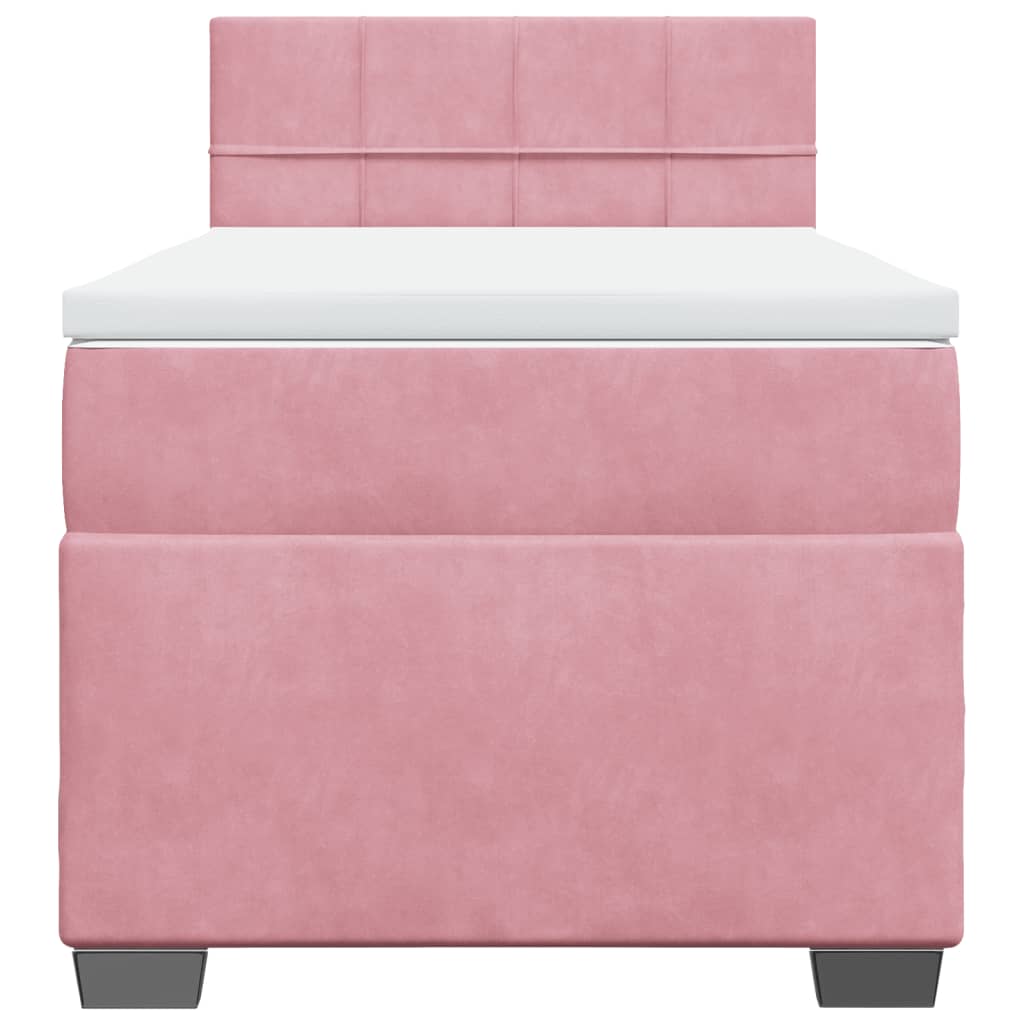 vidaXL Κρεβάτι Boxspring με Στρώμα Ροζ 90x190 εκ. Βελούδινο