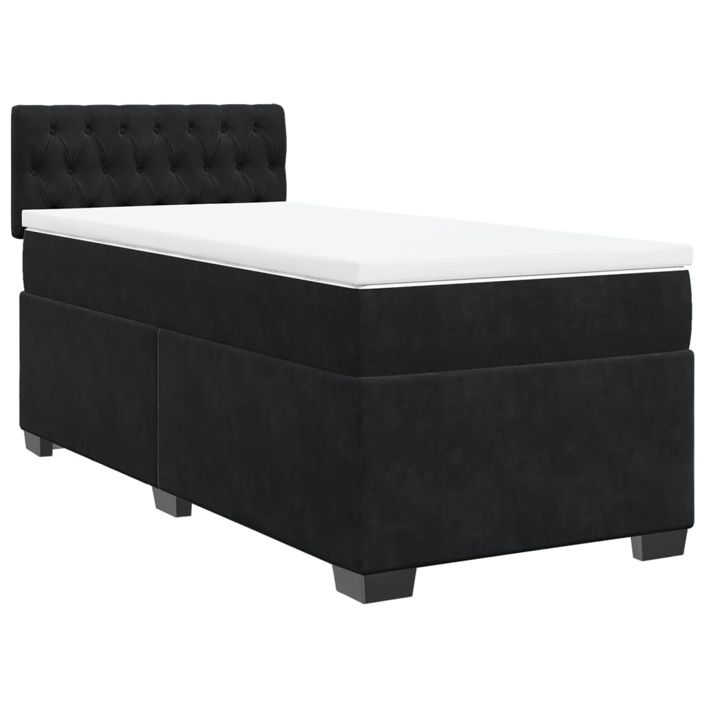 vidaXL Κρεβάτι Boxspring με Στρώμα Μαύρο 90x200 εκ. Βελούδινο