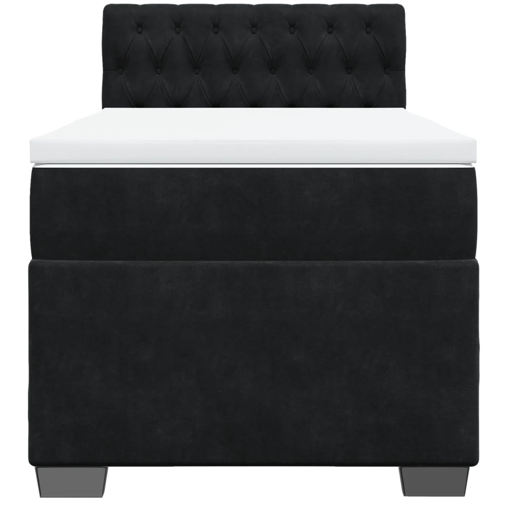 vidaXL Κρεβάτι Boxspring με Στρώμα Μαύρο 90x200 εκ. Βελούδινο