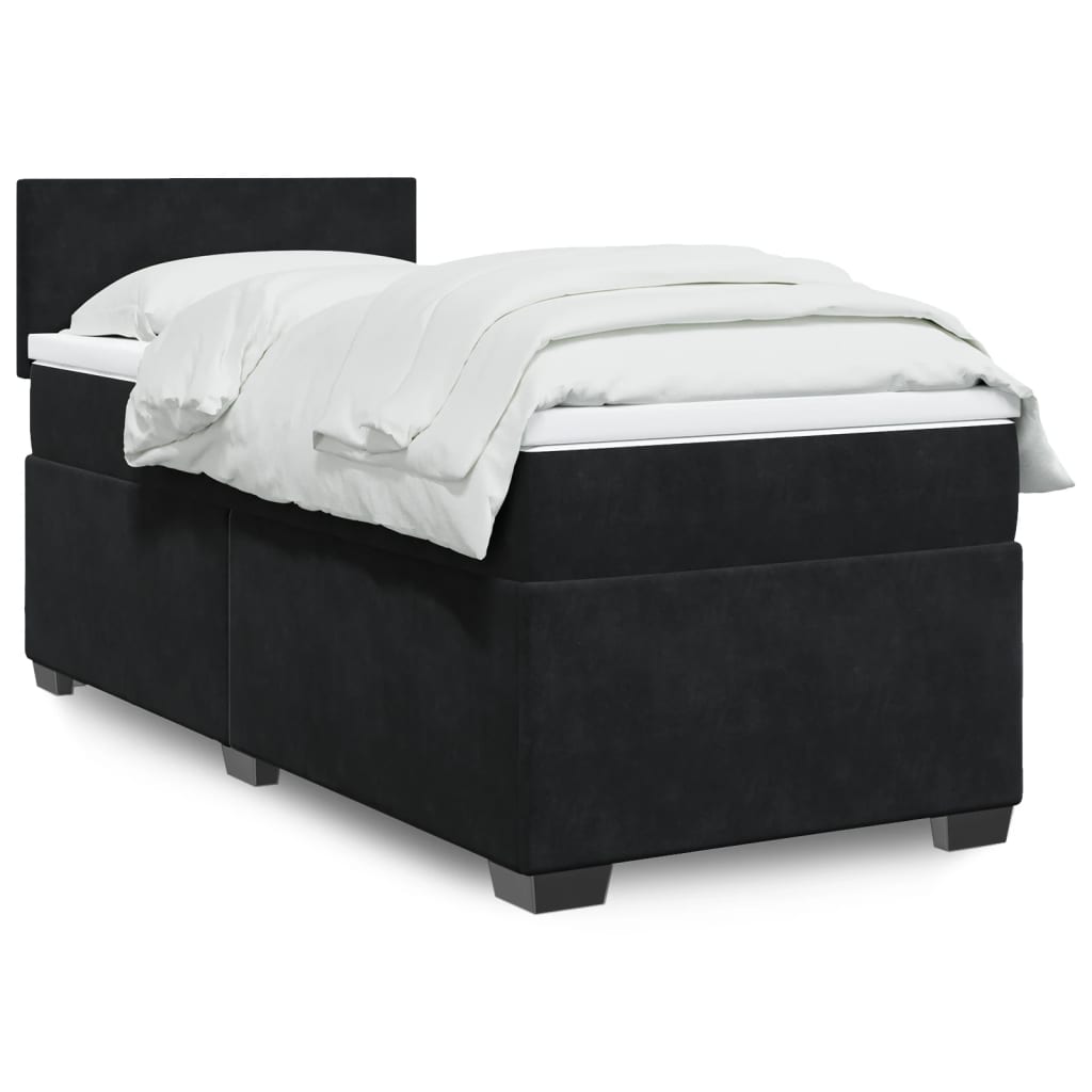 vidaXL Κρεβάτι Boxspring με Στρώμα Μαύρο 100x200 εκ. Βελούδινο