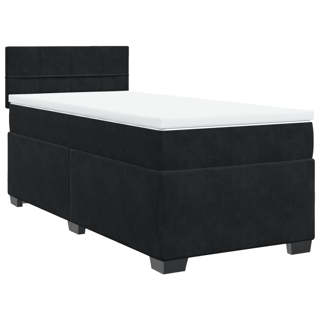 vidaXL Κρεβάτι Boxspring με Στρώμα Μαύρο 100x200 εκ. Βελούδινο