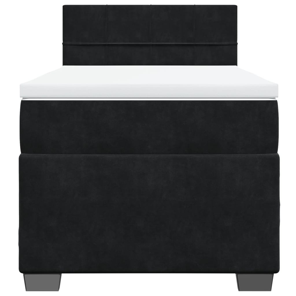 vidaXL Κρεβάτι Boxspring με Στρώμα Μαύρο 100x200 εκ. Βελούδινο