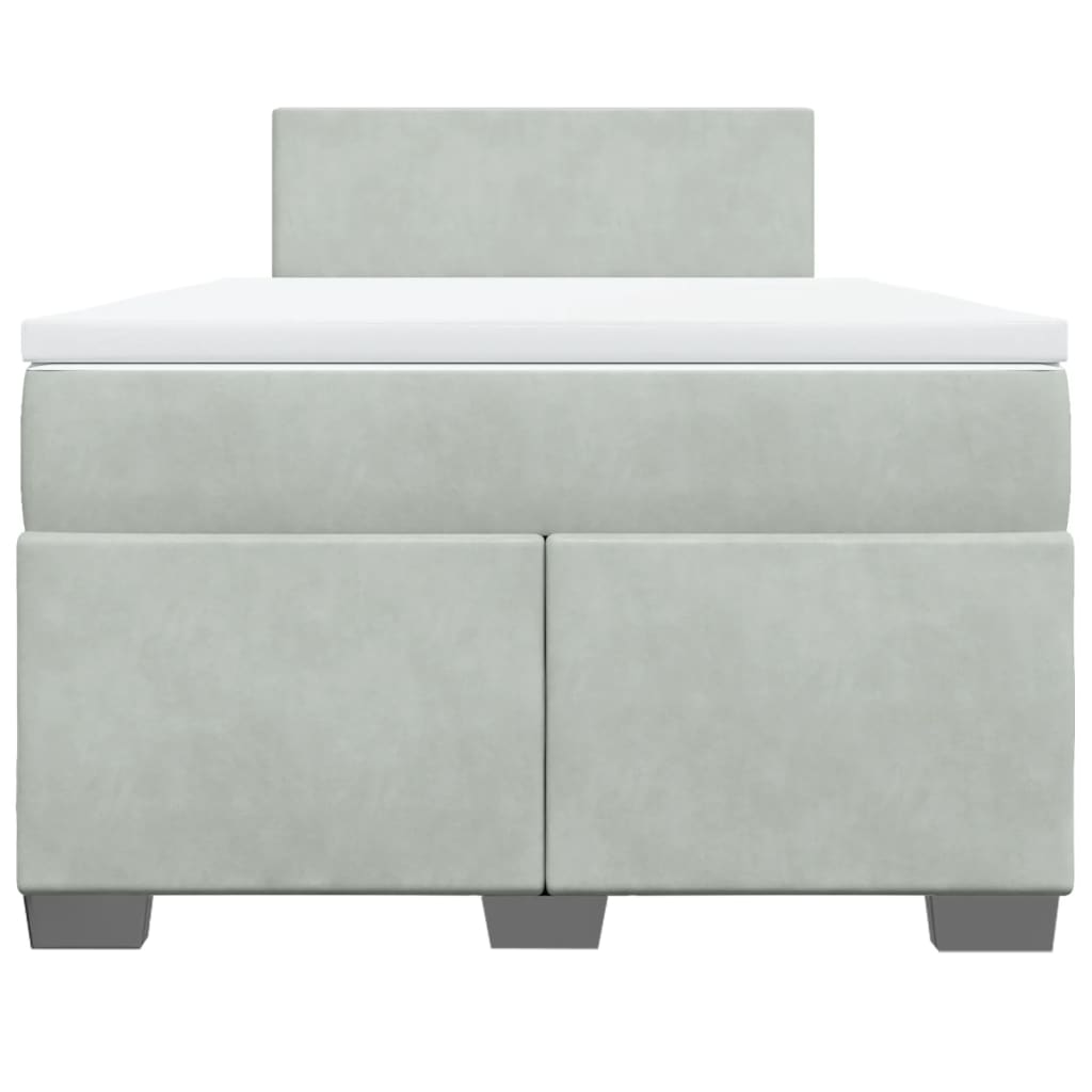 vidaXL Κρεβάτι Boxspring με Στρώμα Ανοιχτό Γκρι 120x190 εκ. Βελούδινο