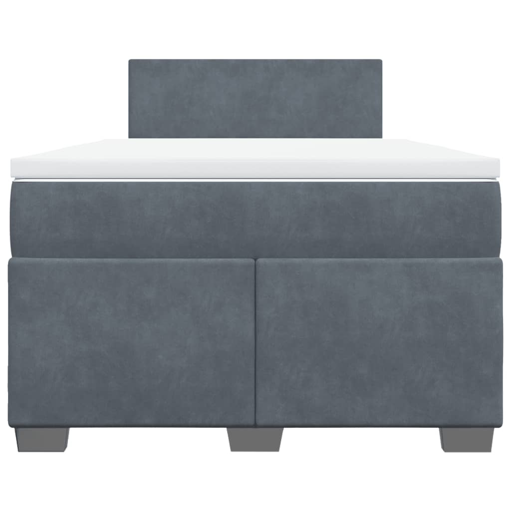 vidaXL Κρεβάτι Boxspring με Στρώμα Σκούρο Γκρι 120x190 εκ. Βελούδινο