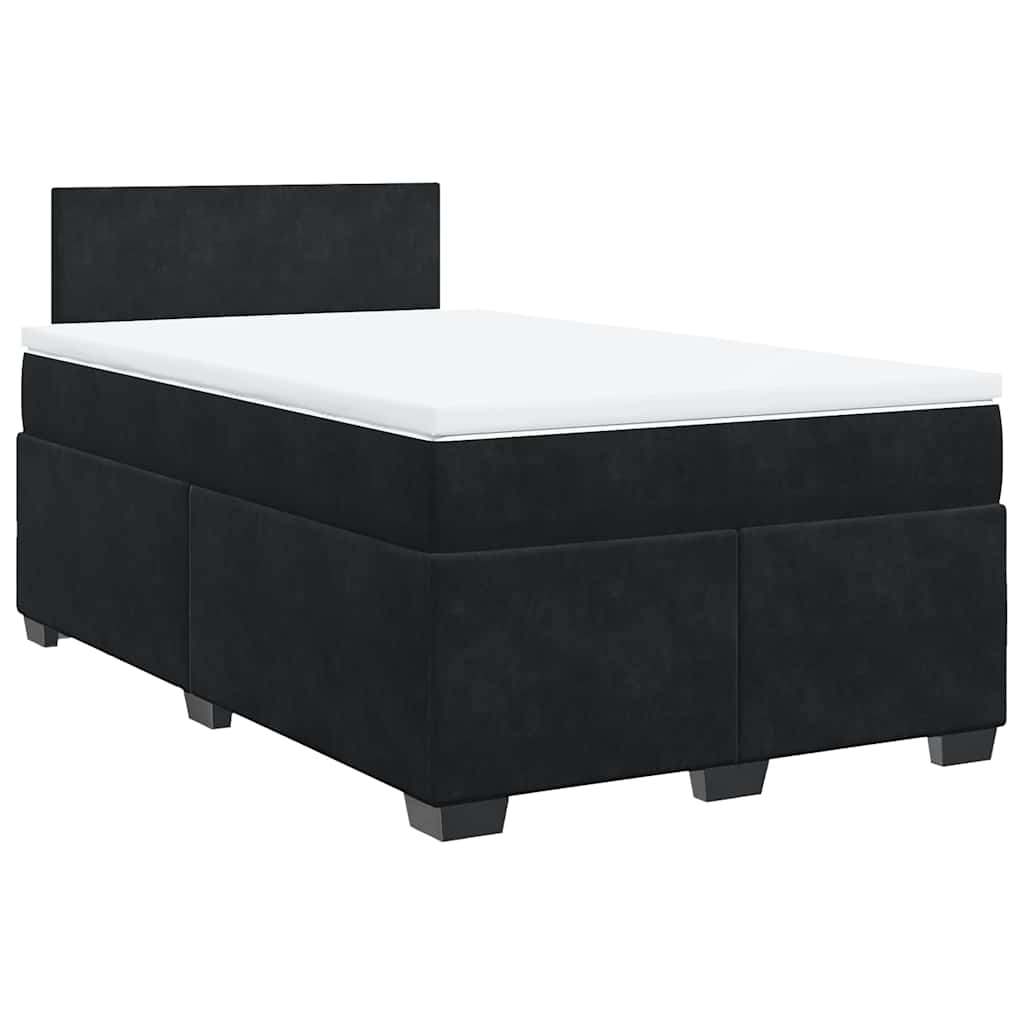 vidaXL Κρεβάτι Boxspring με Στρώμα Μαύρο 120x190 εκ. Βελούδινο