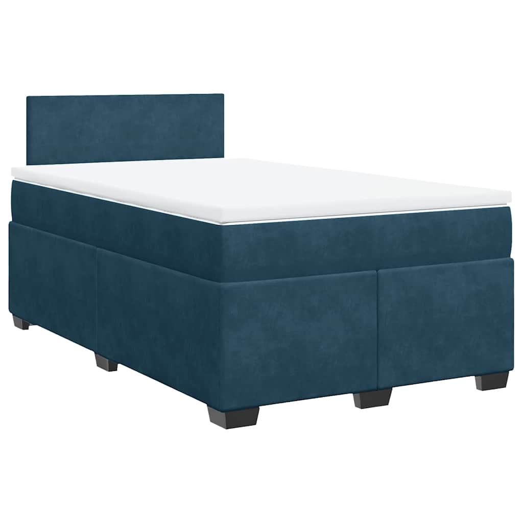 vidaXL Κρεβάτι Boxspring με Στρώμα Σκούρο Μπλε 120x190 εκ. Βελούδινο
