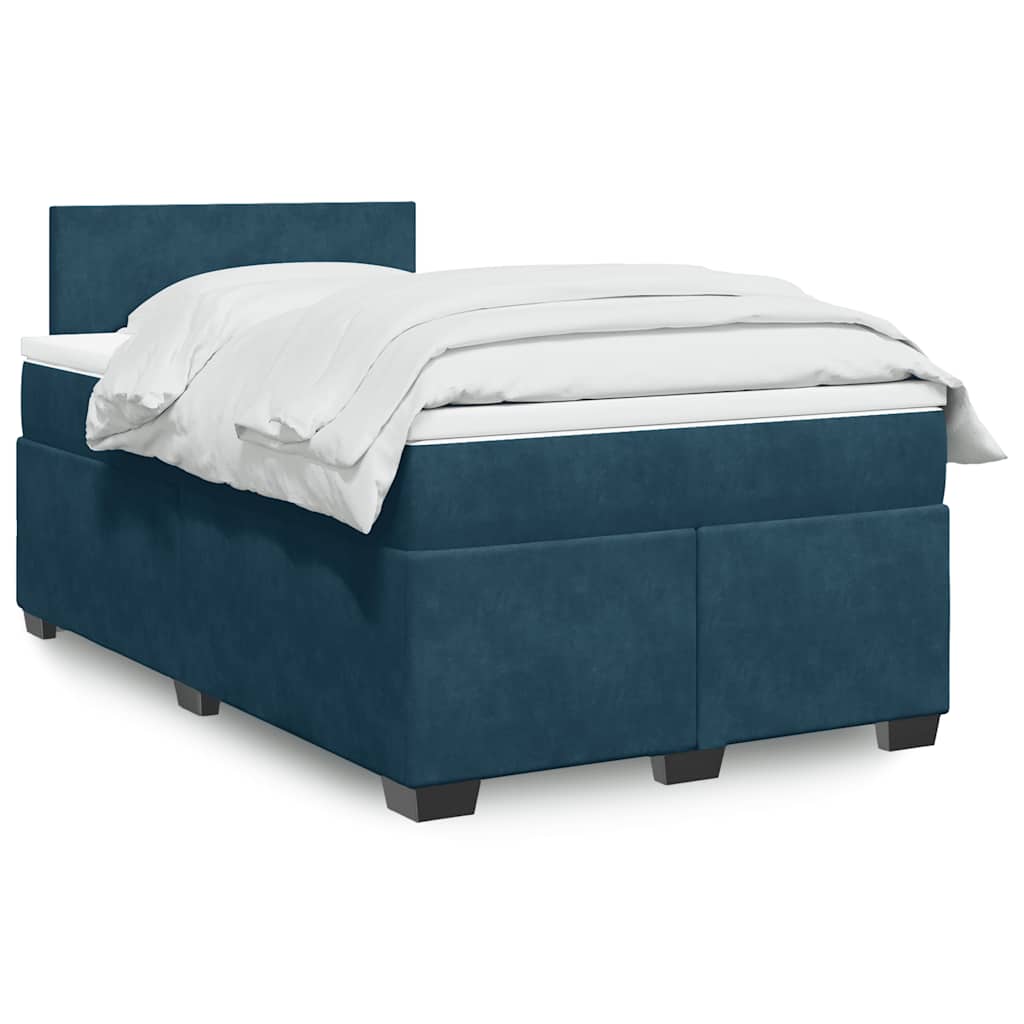 vidaXL Κρεβάτι Boxspring με Στρώμα Σκούρο Μπλε 120x190 εκ. Βελούδινο
