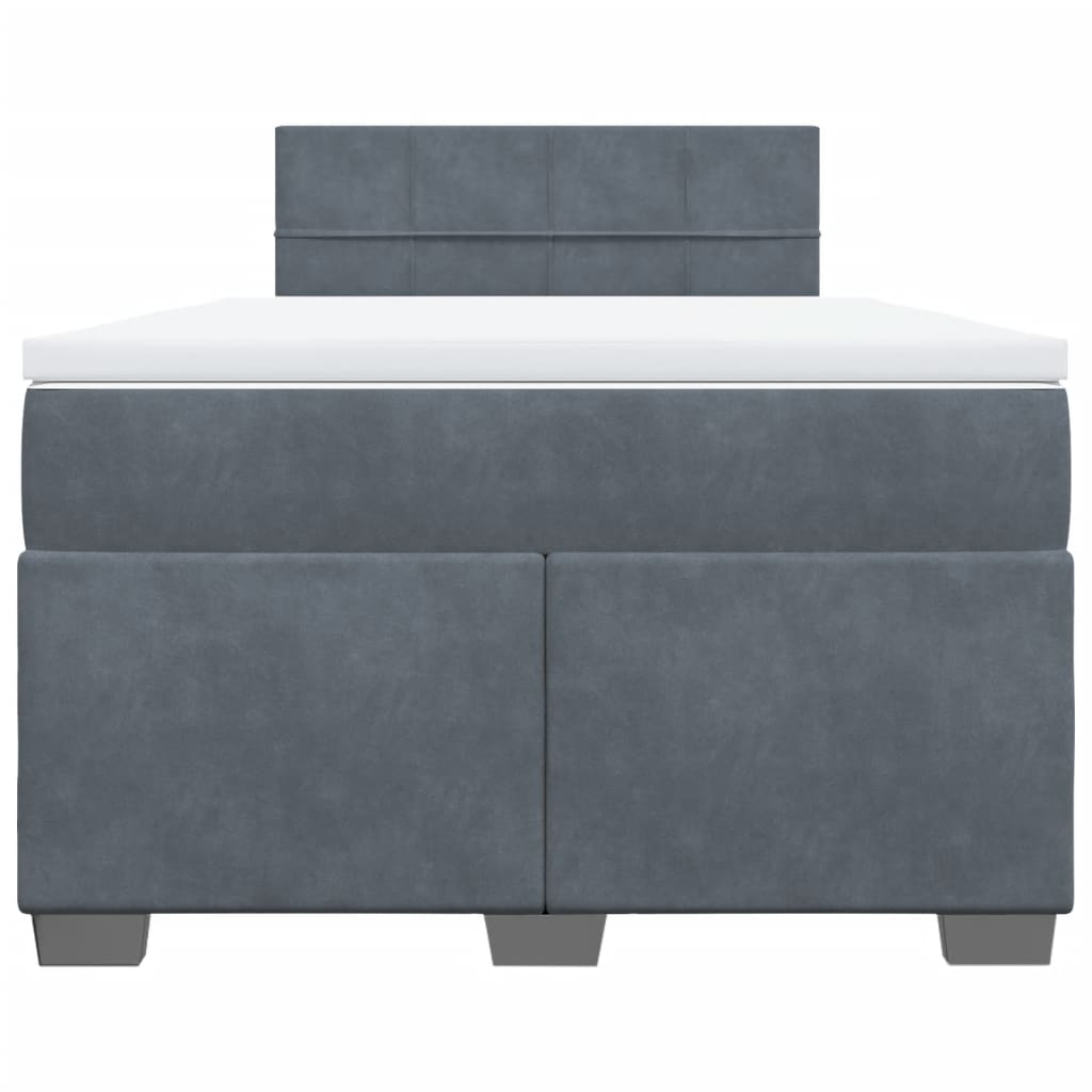 vidaXL Κρεβάτι Boxspring με Στρώμα Σκούρο Γκρι 120x190 εκ. Βελούδινο