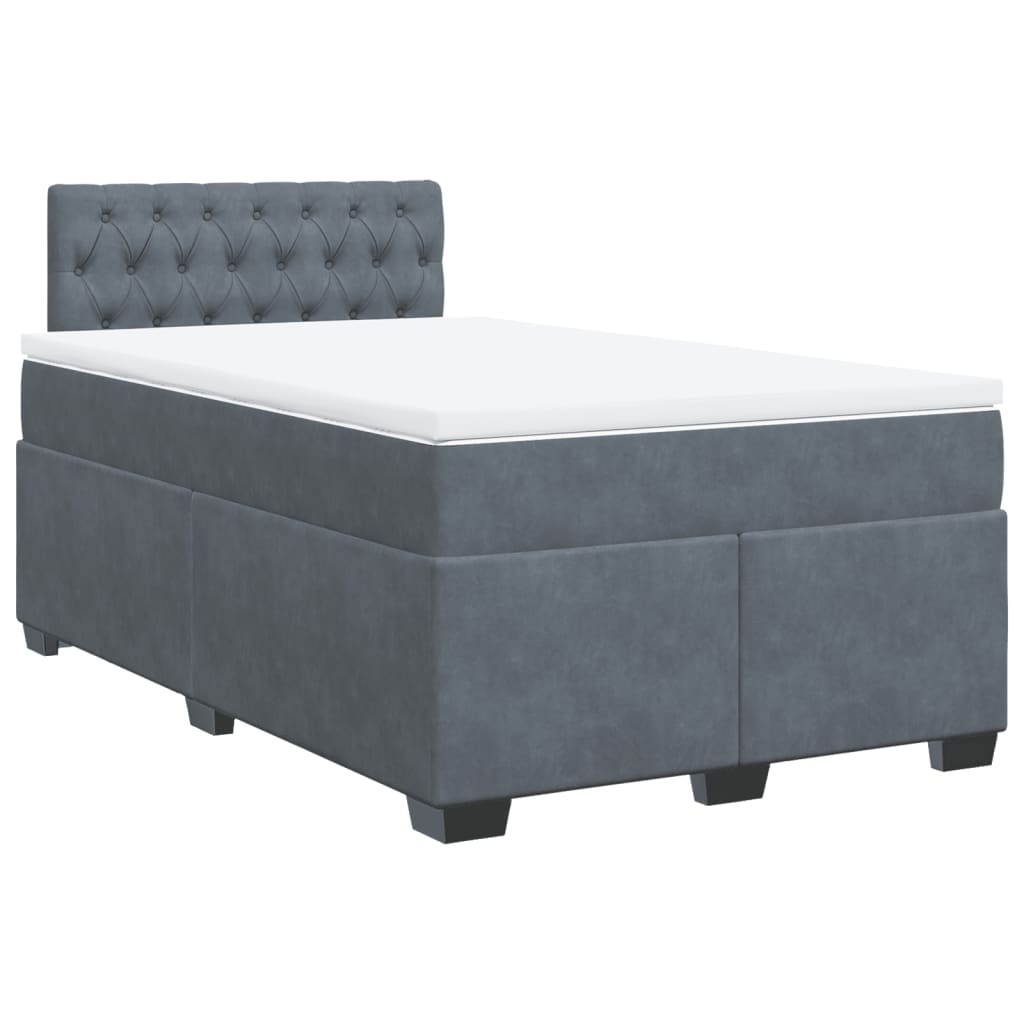 vidaXL Κρεβάτι Boxspring με Στρώμα Σκούρο Γκρι 120x190 εκ. Βελούδινο