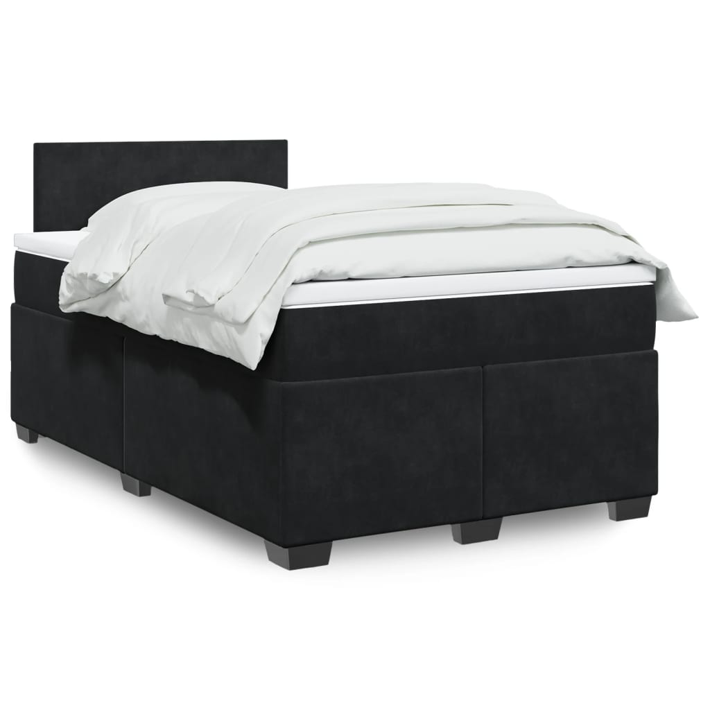 vidaXL Κρεβάτι Boxspring με Στρώμα Μαύρο 120 x 200 εκ. Βελούδινο