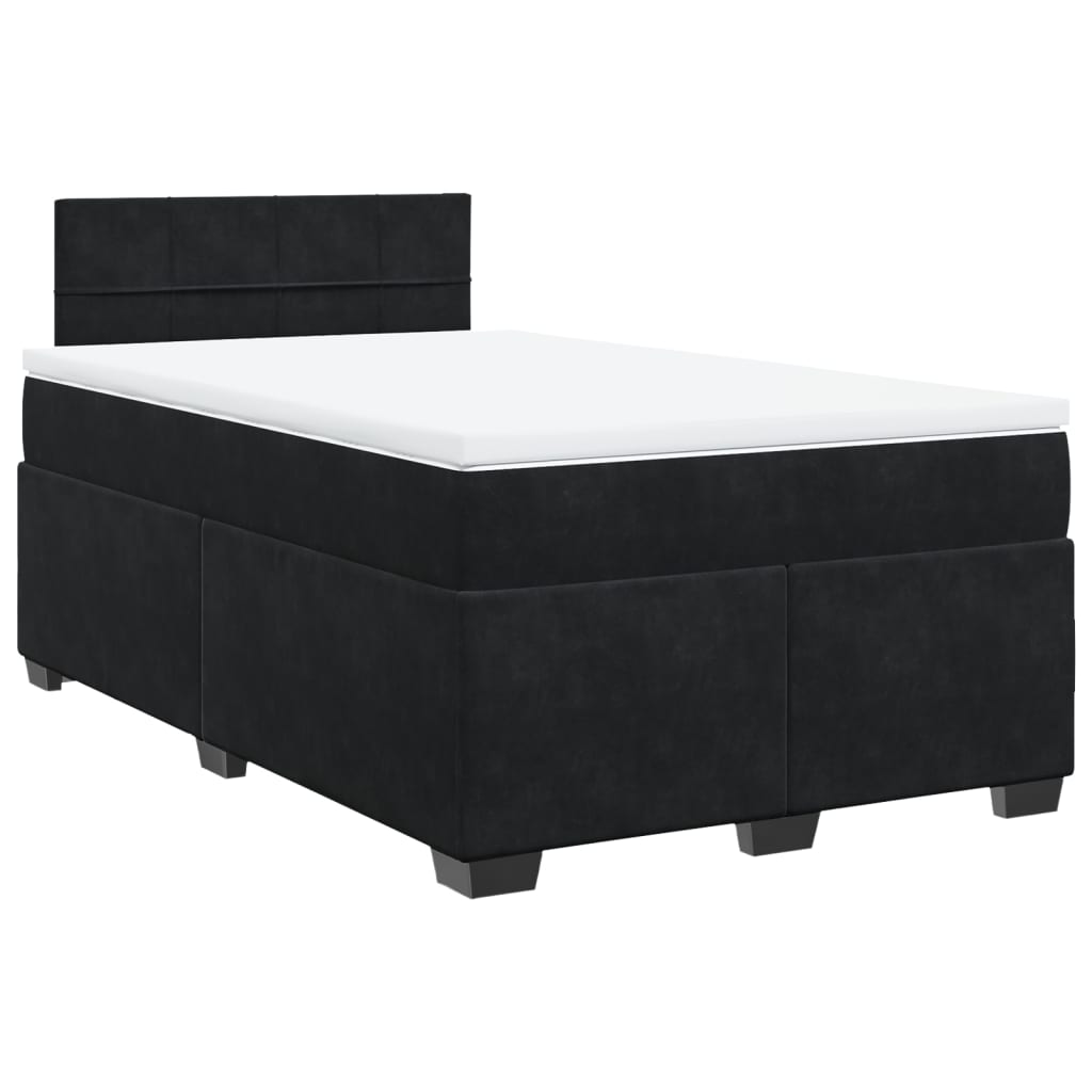 vidaXL Κρεβάτι Boxspring με Στρώμα Μαύρο 120 x 200 εκ. Βελούδινο