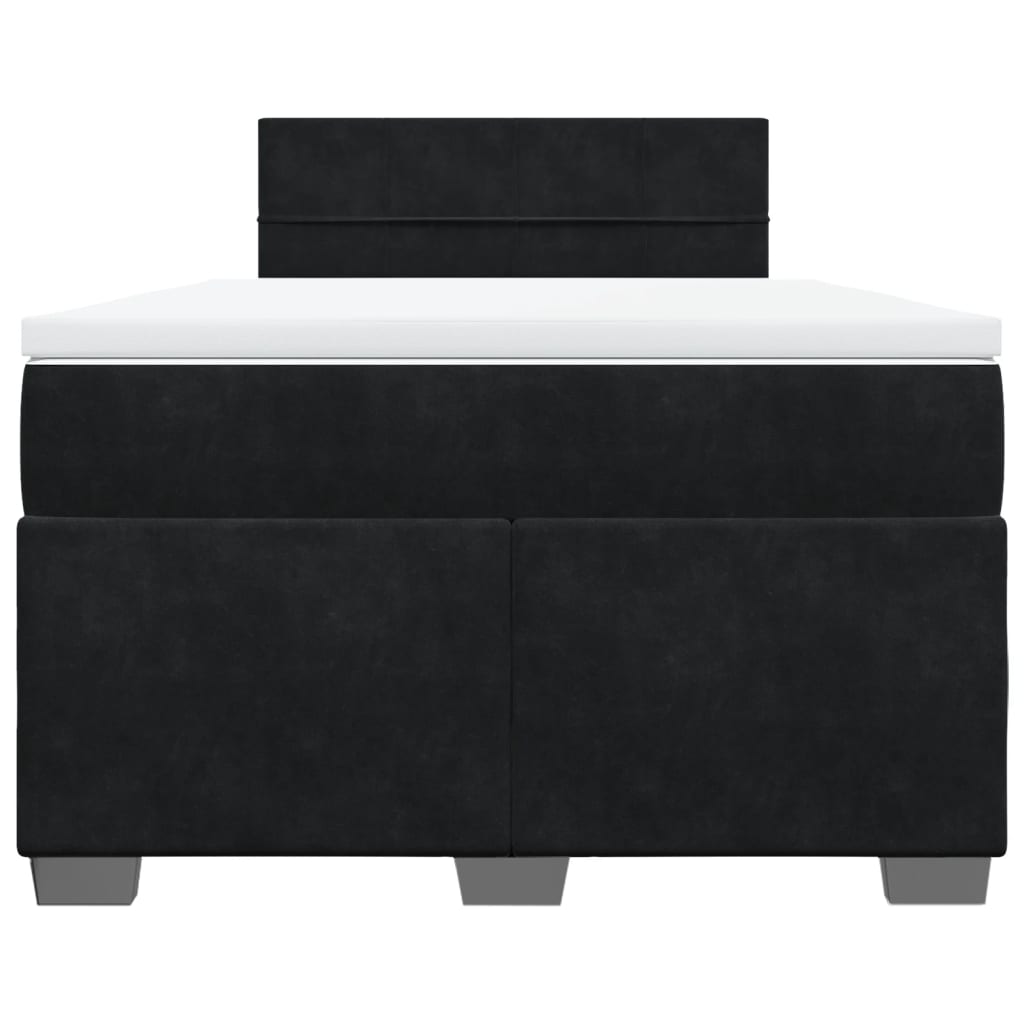 vidaXL Κρεβάτι Boxspring με Στρώμα Μαύρο 120 x 200 εκ. Βελούδινο