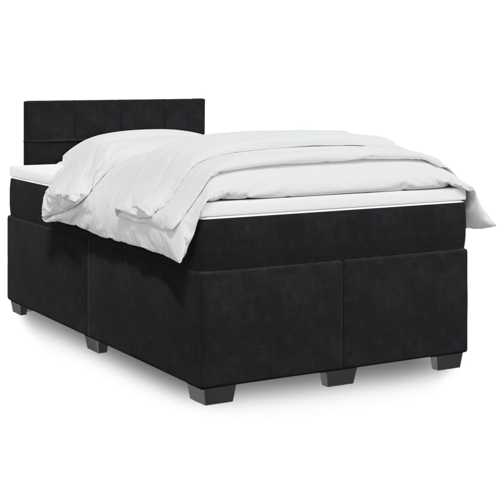 vidaXL Κρεβάτι Boxspring με Στρώμα Μαύρο 120 x 200 εκ. Βελούδινο