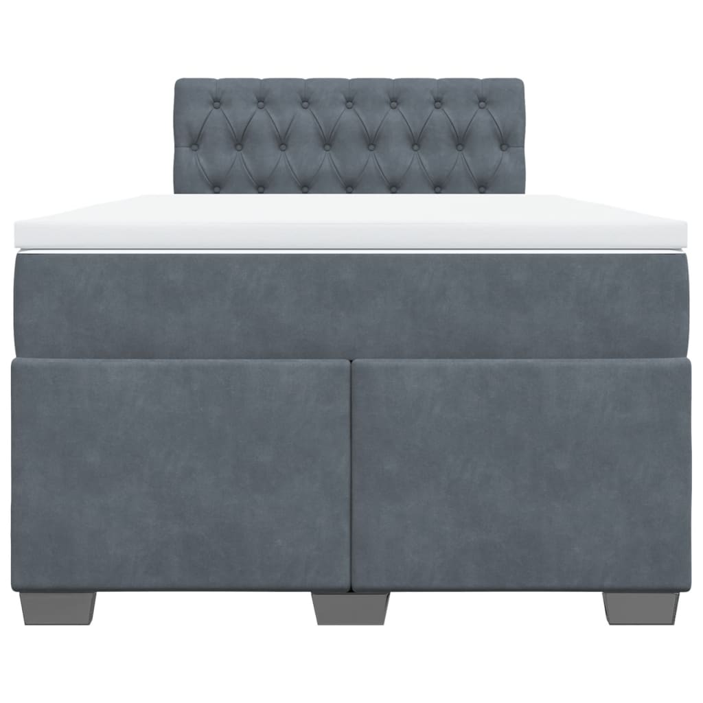 vidaXL Κρεβάτι Boxspring με Στρώμα Σκούρο Γκρι 120x200 εκ. Βελούδινο