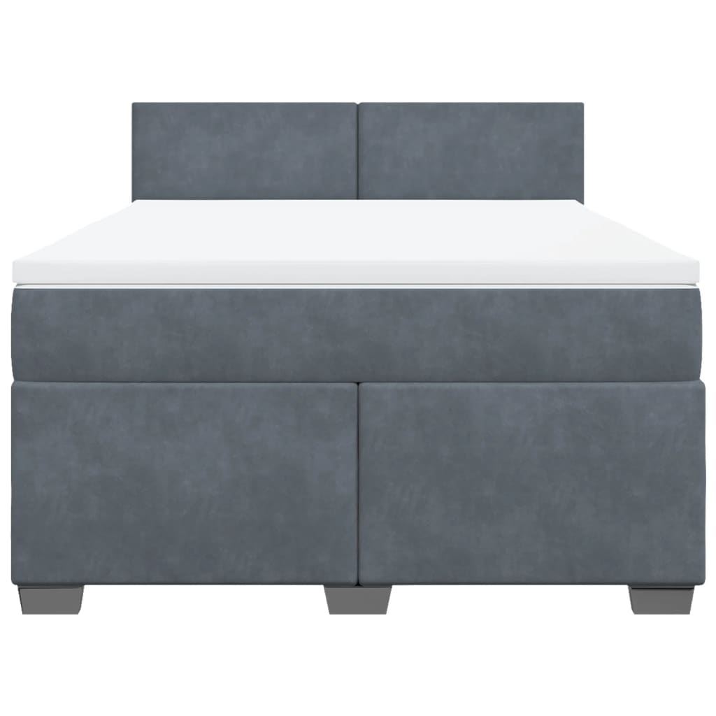 vidaXL Κρεβάτι Boxspring με Στρώμα Σκούρο Γκρι 140x190 εκ. Βελούδινο