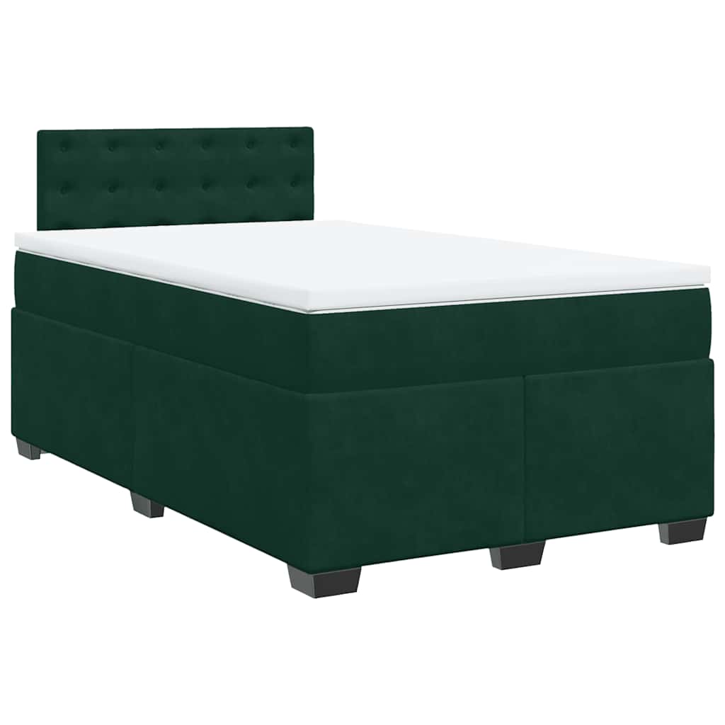 vidaXL Κρεβάτι Boxspring με Στρώμα Σκούρο Πράσινο 140x190εκ. Βελούδινο
