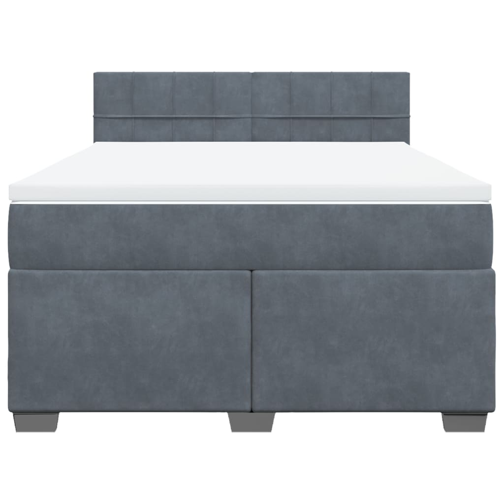 vidaXL Κρεβάτι Boxspring με Στρώμα Σκούρο Γκρι 140x190 εκ. Βελούδινο