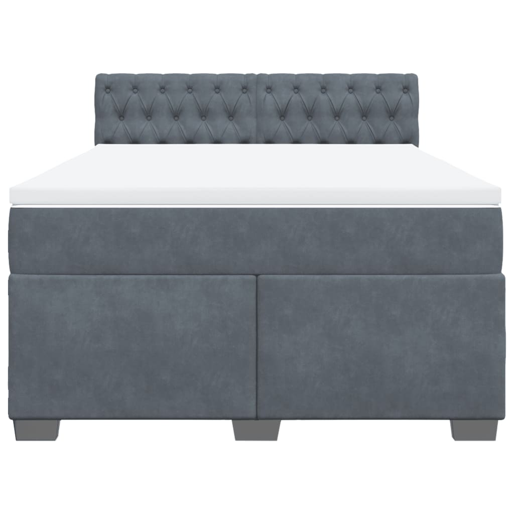 vidaXL Κρεβάτι Boxspring με Στρώμα Σκούρο Γκρι 140x190 εκ. Βελούδινο