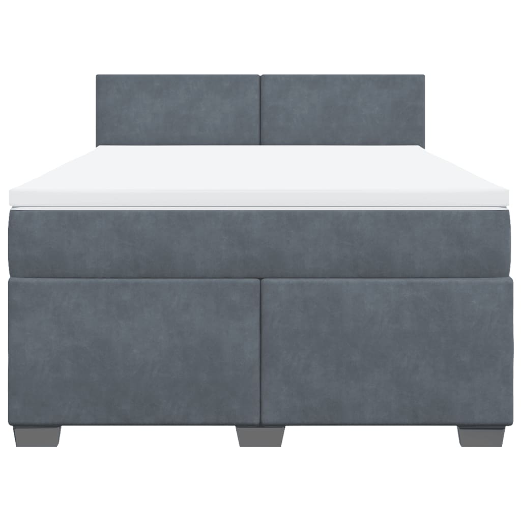vidaXL Κρεβάτι Boxspring με Στρώμα Σκούρο Γκρι 140x200 εκ. Βελούδινο