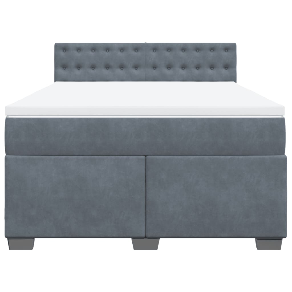 vidaXL Κρεβάτι Boxspring με Στρώμα Σκούρο Γκρι 140x200 εκ. Βελούδινο