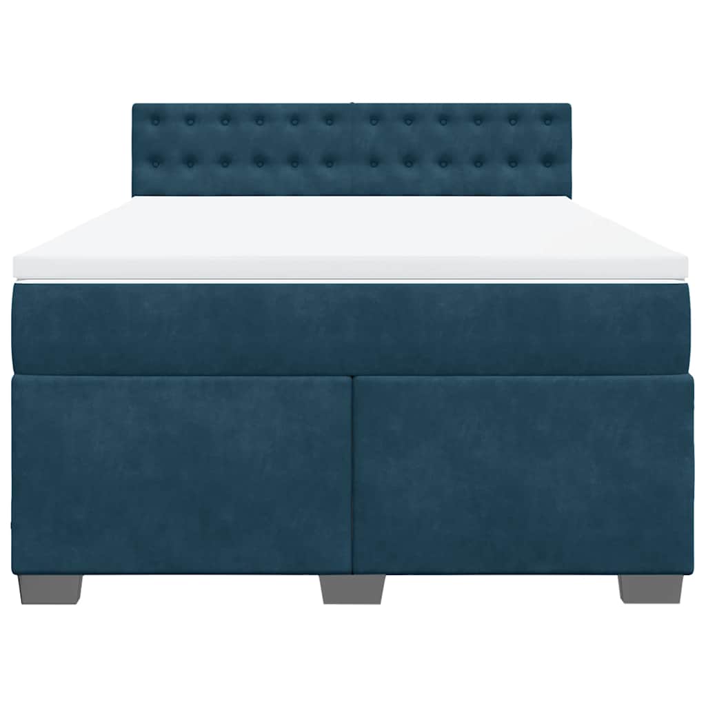 vidaXL Κρεβάτι Boxspring με Στρώμα Σκούρο Μπλε 140x200 εκ. Βελούδινο